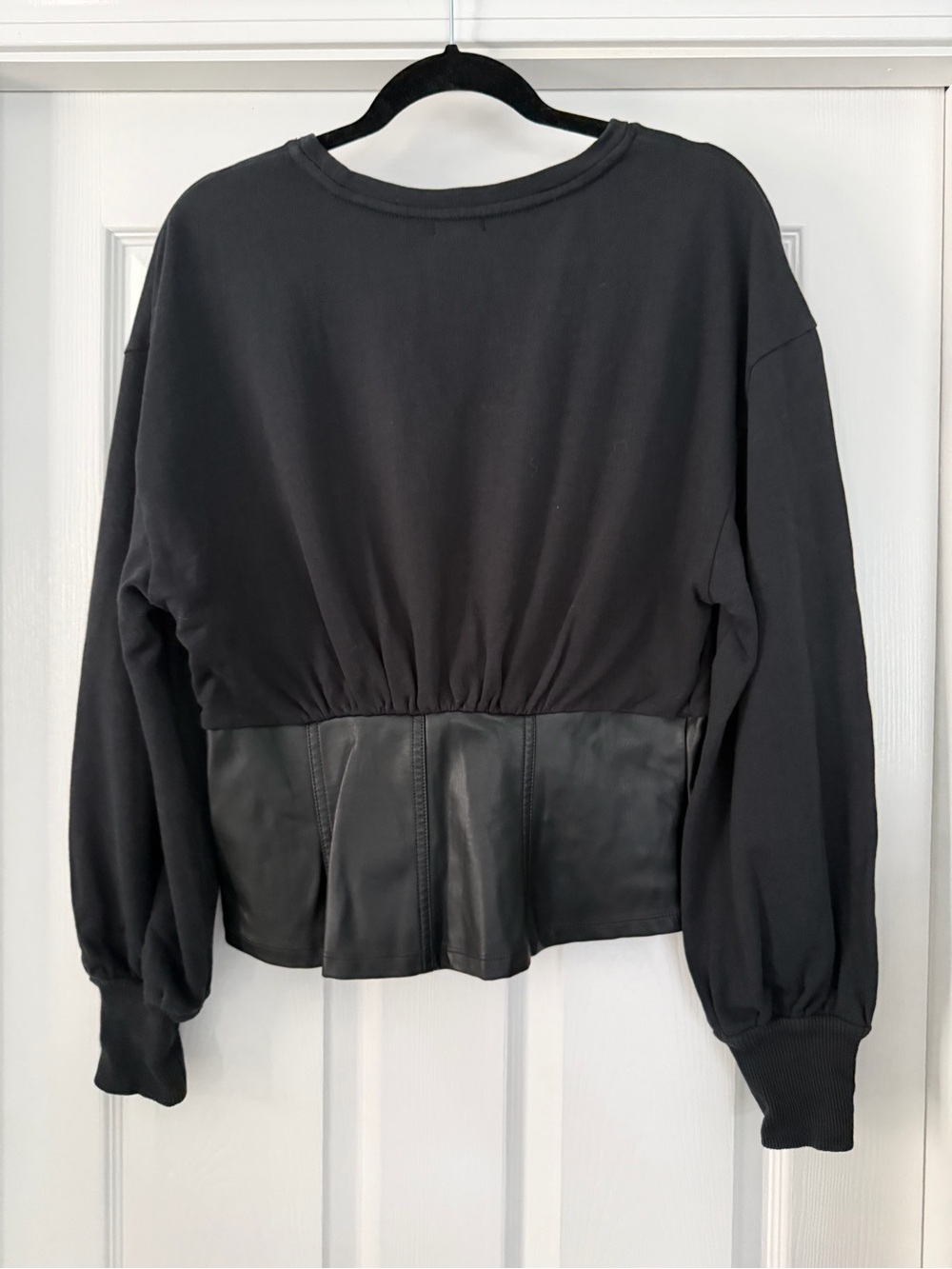 Pilcro Black Mixed-Media Peplum Pullover - Large - Picture 3 of 3